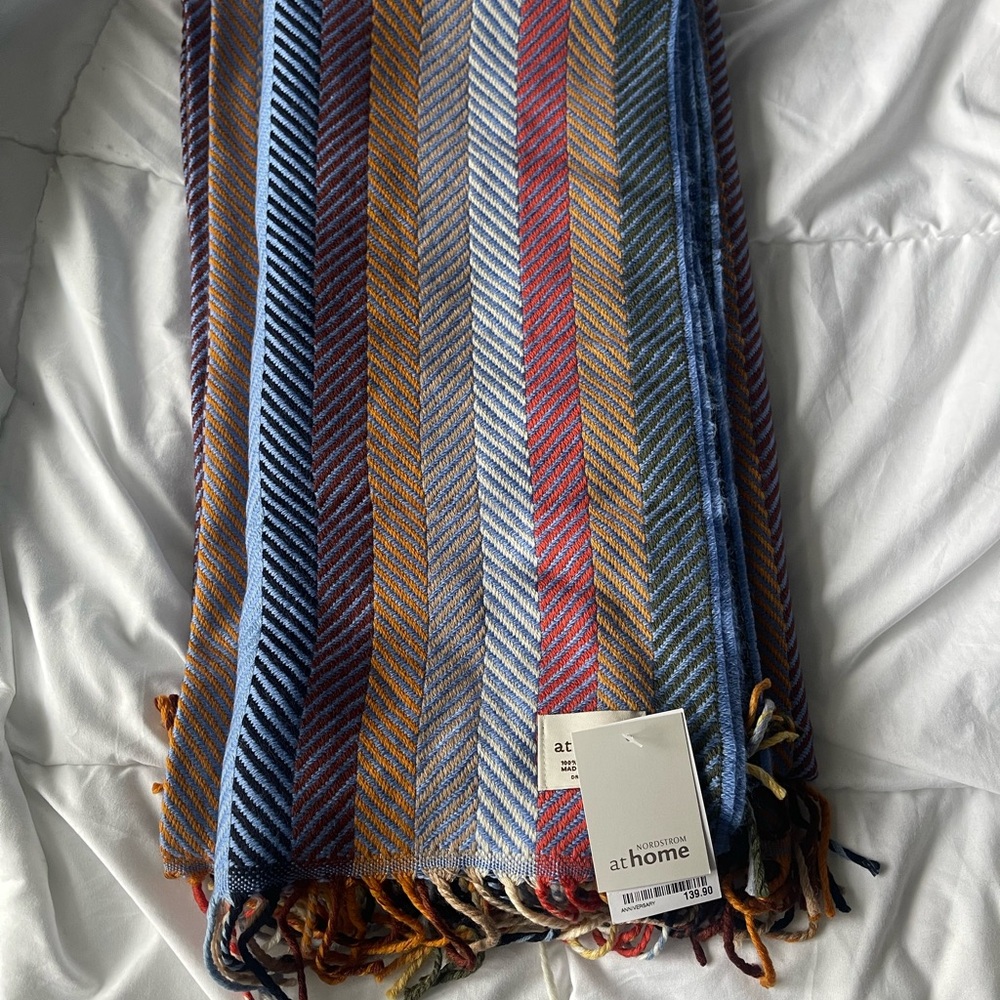Multicolor Striped 100% Lambswool Throw